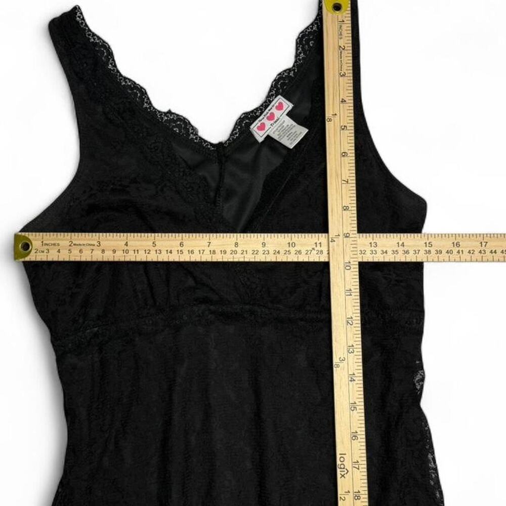 Trixxi Vintage Black Lace Baby Doll Maxi Dress Plunging V Neckline size large - Picture 3 of 8